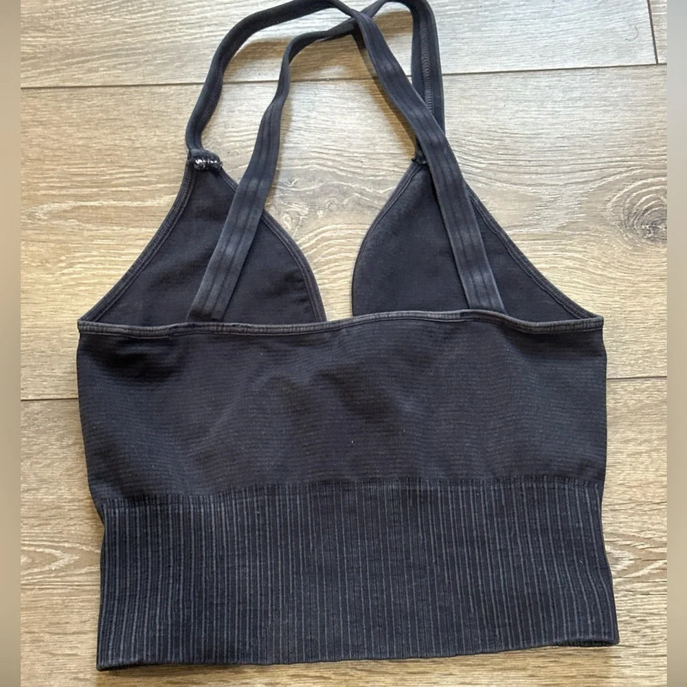 •Sold•  FP Movement Good Karma V Neck Crop Top in Washed Black - Picture 6 of 7